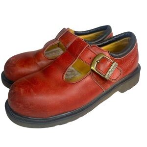 Dr. Martens Red Leather Mules